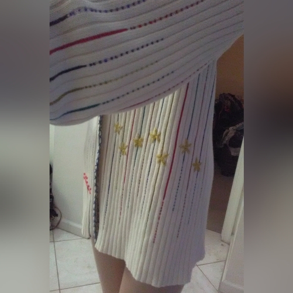 VINTAGE CREAM CARDIGAN BEAD WORK & UNIQUE STITCHING BY CRAZY HORSE SZ.LG BEAUTY! - Picture 4 of 10